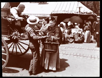 View of Women Buying Vegetables from a Peddler on the Street, New York